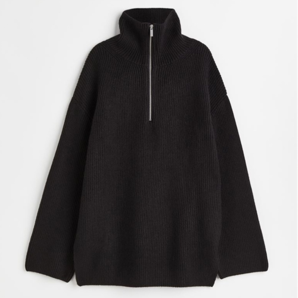 Ribbed Knit Half-Zip Sweater